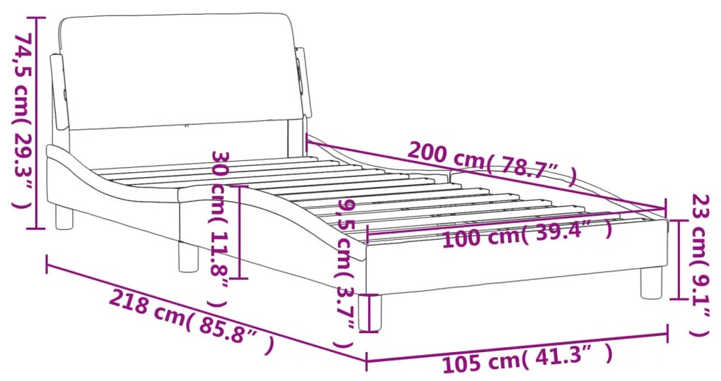 Giroletto con Testiera Cappuccino 100x200 cm in Similpelle