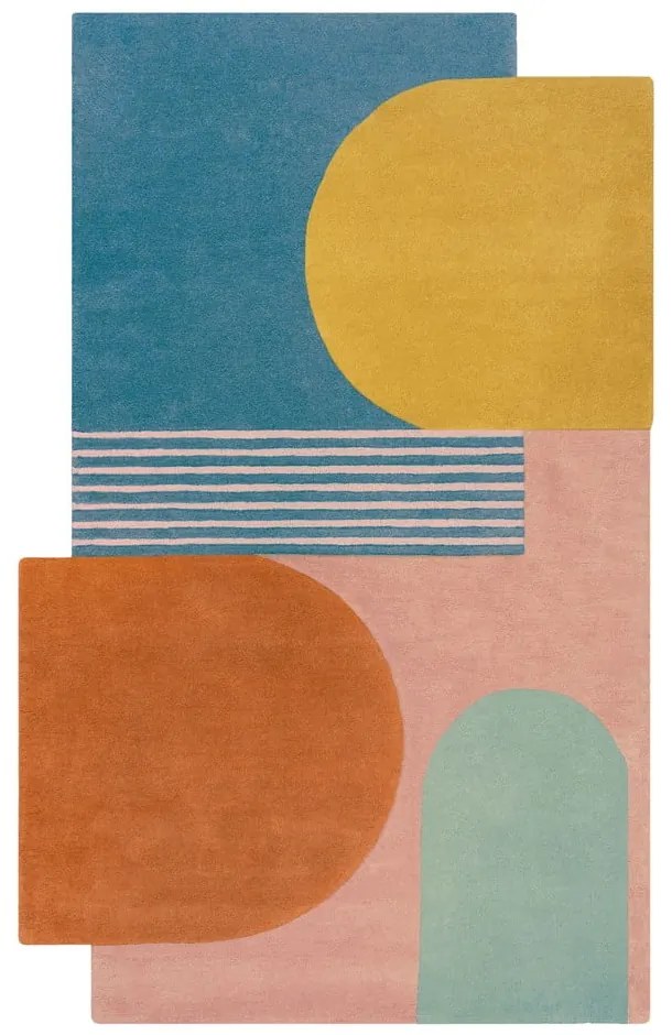 Tappeto blu in lana tessuto a mano 150x240 cm Lozenge Bright Multi – Flair Rugs