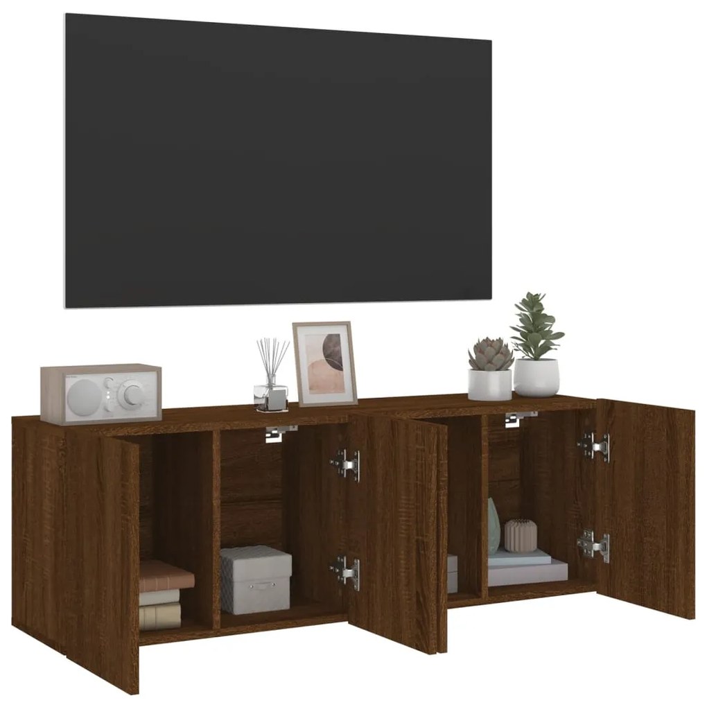 Mobili tv a parete 2pz rovere marrone 60x30x41 cm