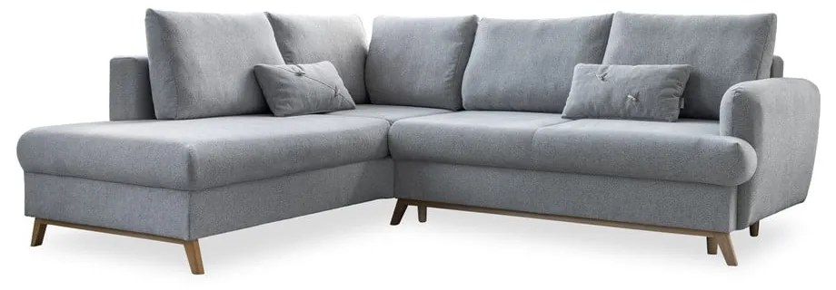 Divano angolare grigio chiaro allungabile/con contenitore (con penisola a sinistra/a L) Scandic Lagom – Miuform