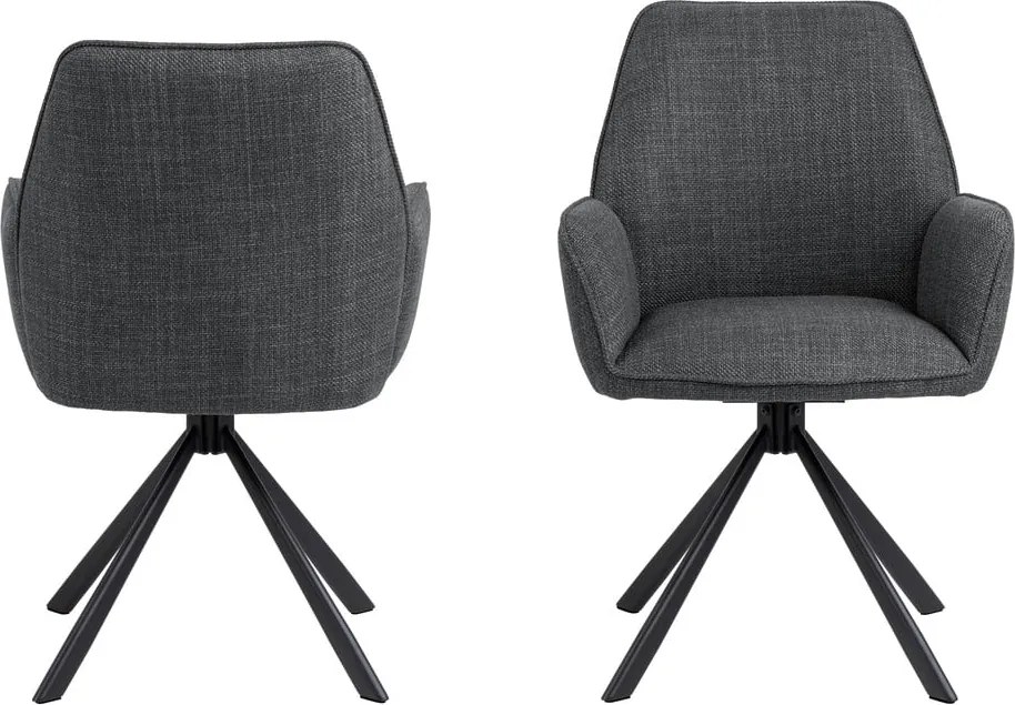 Set di sedie da pranzo grigio scuro in imbottito con braccioli 2 pz Glenda – Actona