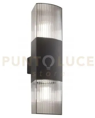 Applique biemissione dark antracite e fume' 2 luci attacco e27 ip54...