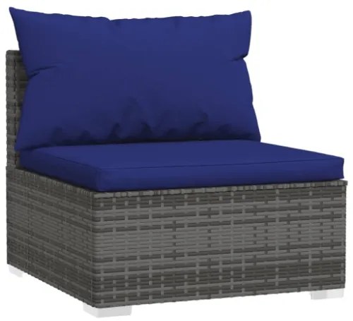 Set Divani da Giardino 10 pz con Cuscini in Polyrattan Grigio