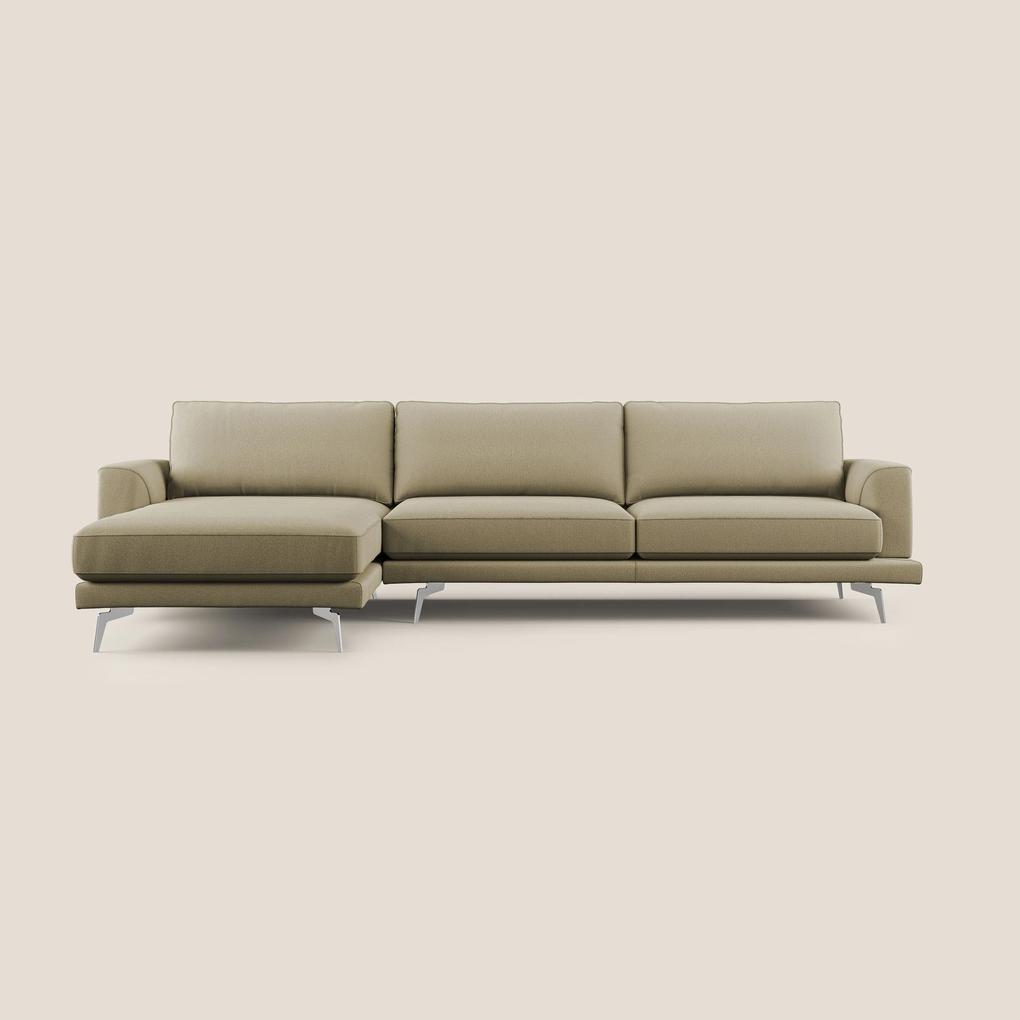 Dorian divano moderno angolare con penisola in tessuto morbido antimacchia T05 cammello 328 cm Destro