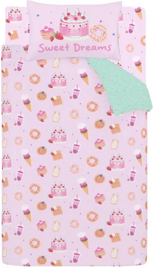 Set copripiumino e federa da bambini rosa per letto singolo 135x200 cm Sweet Treats – Catherine Lansfield