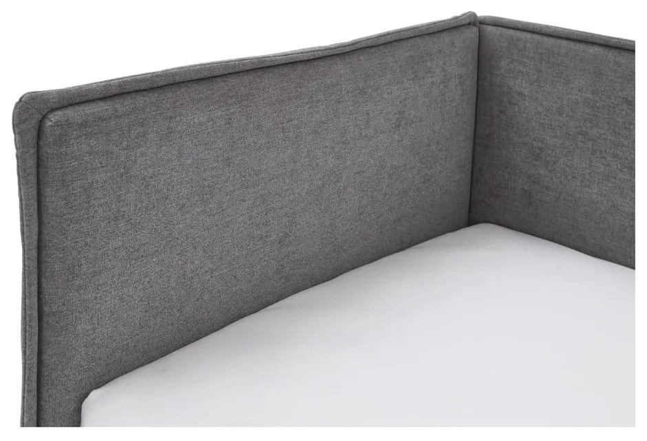 Letto da bambini con sponde grigio imbottito con contenitore con rete inclusa 90x200 cm Fun – Meise Möbel