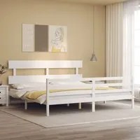 Giroletto con Testiera Bianco 200x200 cm in Legno Massellocod mxl 69816