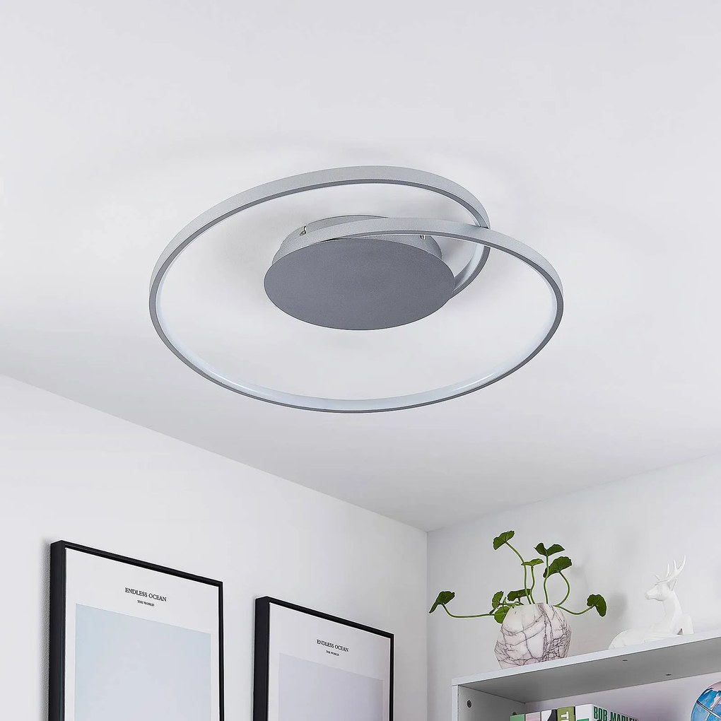 Lucande Plafoniera LED Enesa, 63 cm, argento, alluminio, CCT