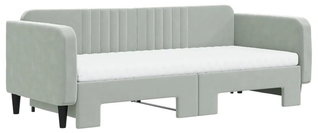 Divano letto estraibile materassi grigio chiaro 90x200 velluto