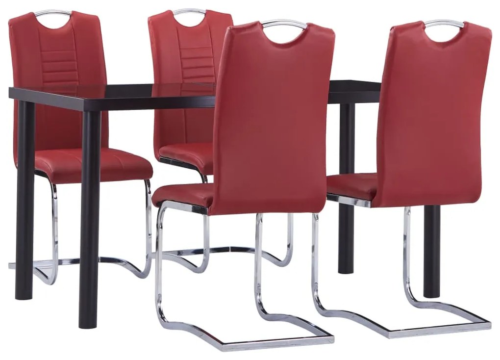 Set sala da pranzo 5 pz in similpelle rosso