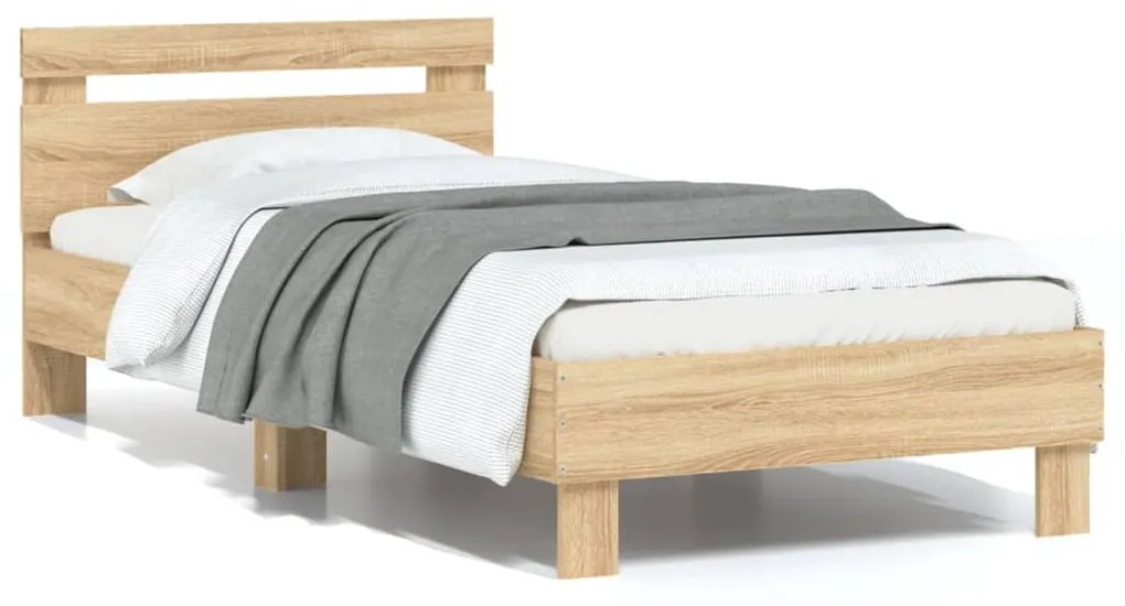 Giroletto Senza Materasso Con Testiera Rovere Sonoma 90x190 Cm /