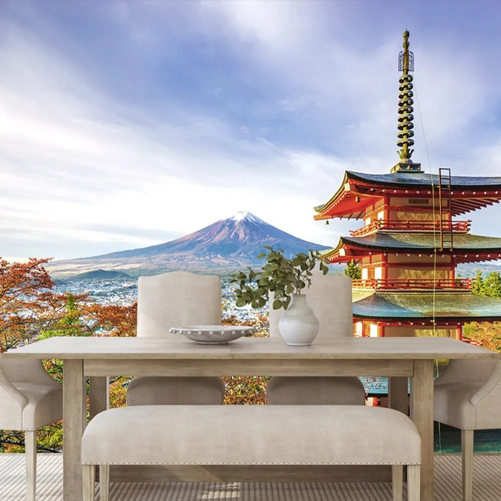 Carta da parati autoadesiva – Vista su Pagoda Chureito e monte Fuji