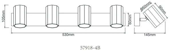 Globo 57918-4B - Faretto JAMES 4xGU10/25W/230V nero