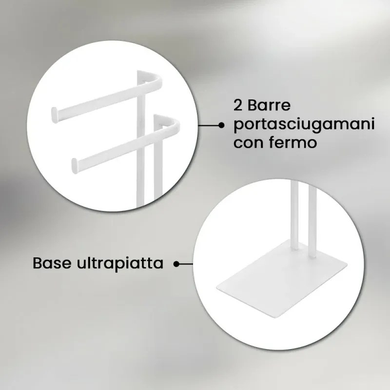 Piantana portasciugamani da appoggio in acciaio bianco opaco Fusion
