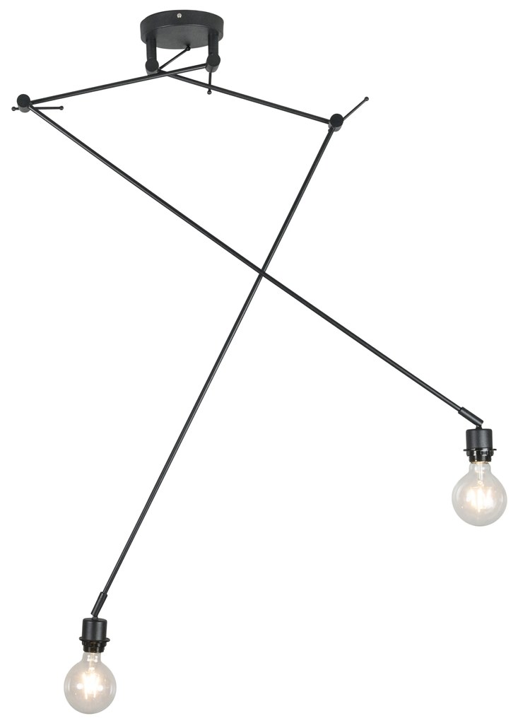 Lampada a sospensione moderna nera senza paralume 2 luci - Blitz