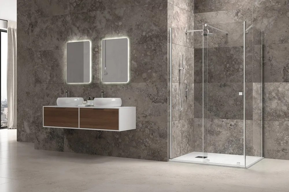 Box doccia 100x130 senza telaio scorrevole 130 fisso 100 cm | KNM4000W-C - KAMALU