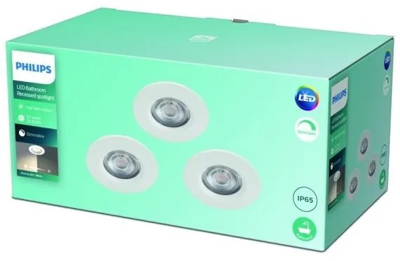 Philips - PACCO 3x Lampade da bagno LED dimmerabili LED/5W/230V 2700K IP65