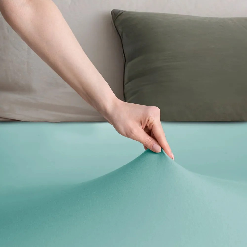 Lenzuolo con angoli turchese in jersey 220x200 cm Amber – Restilo