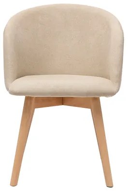 Sedie scandinave in tessuto effetto velluto beige e legno massello di faggio (set di 2) VANITY