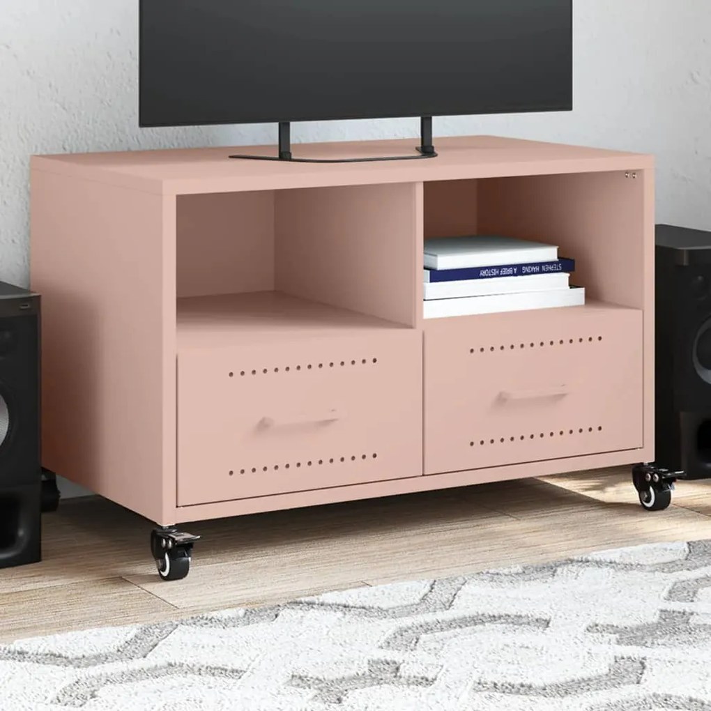 Mobile Tv Rosa 68x39x43,5cm İn Acciaio Laminato A Freddo /