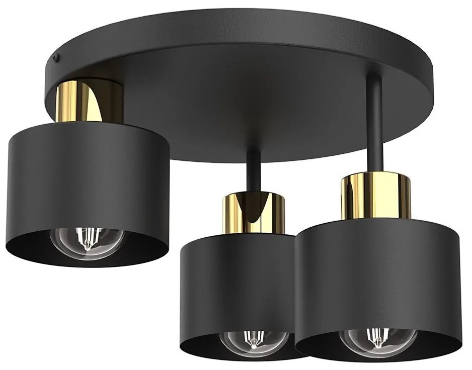 Plafoniera PARKLA 3xE27/15W/230V nero/oro