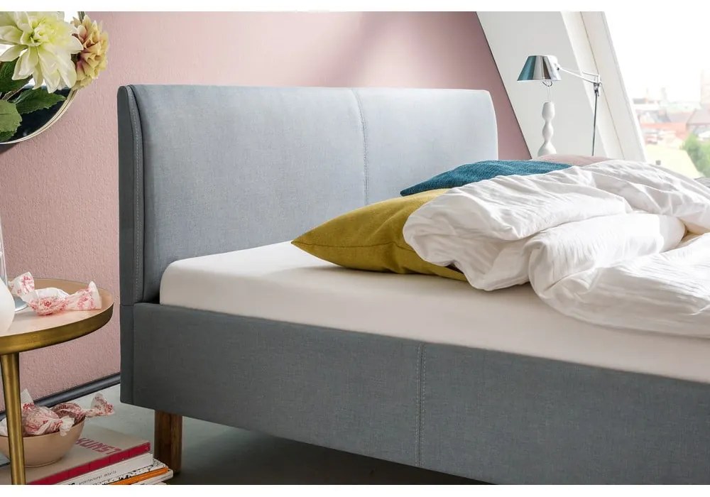 Letto matrimoniale imbottito blu/grigio rete non inclusa 140x200 cm Lena – Meise Möbel
