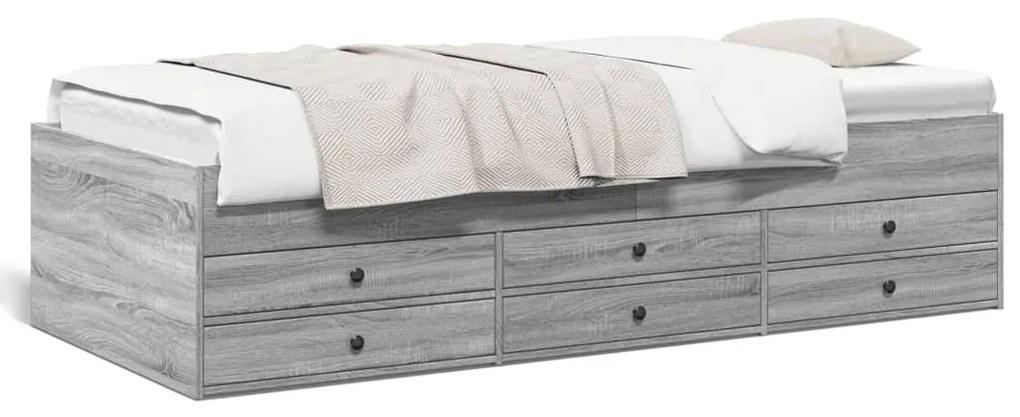 Divano letto con cassetti grigio sonoma 75x190 cm multistrato