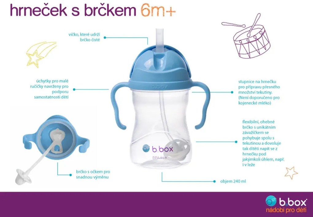 Tazza con cannuccia - blu cobalto 240 ml