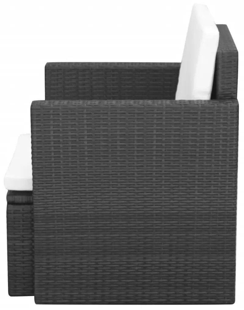 Sedia da giardino con cuscini in polyrattan nero