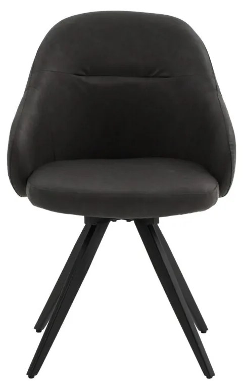 Set di sedie girevoli COVENT in similpelle antracite e gambe in metallo nero, con braccioli