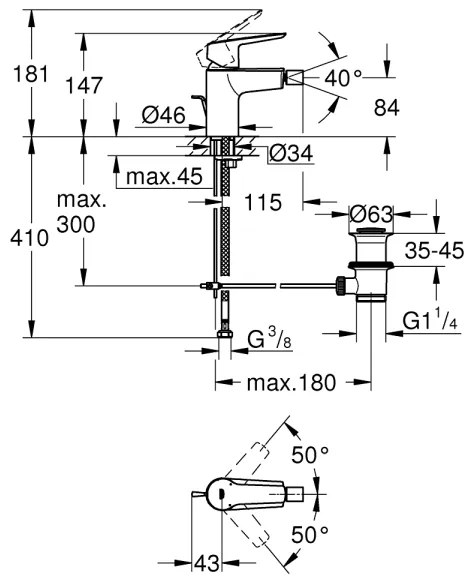 GROHE 325602432 - Miscelatore per bidet START, misura S, nero