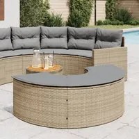 Poggiapiedi da Giardino con Cuscino Beige in Polyrattan 369089