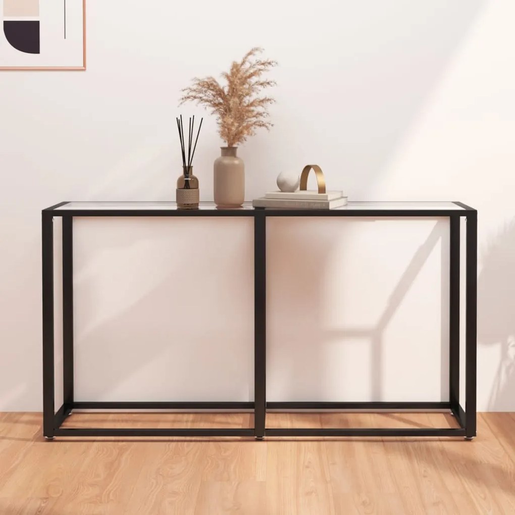 Tavolo Consolle Trasparente 140x35x75,5 Cm İn Vetro Temperato /
