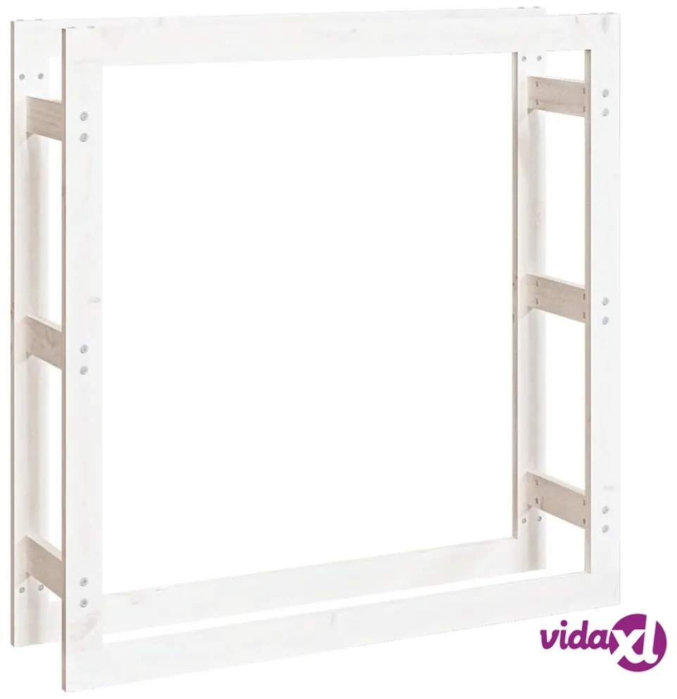 vidaXL Portalegna Bianco 100x25x100 cm in Legno Massello di Pino