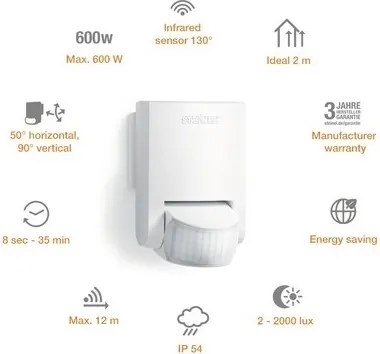 STEINEL 660314 - Rilevatore di movimento con sensore IS 130-2 bianco IP54
