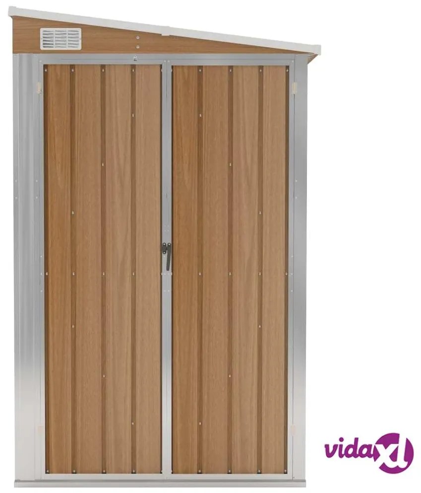 vidaXL Capanno Giardino a Parete Marrone 118x194x178cm Acciaio Zincato