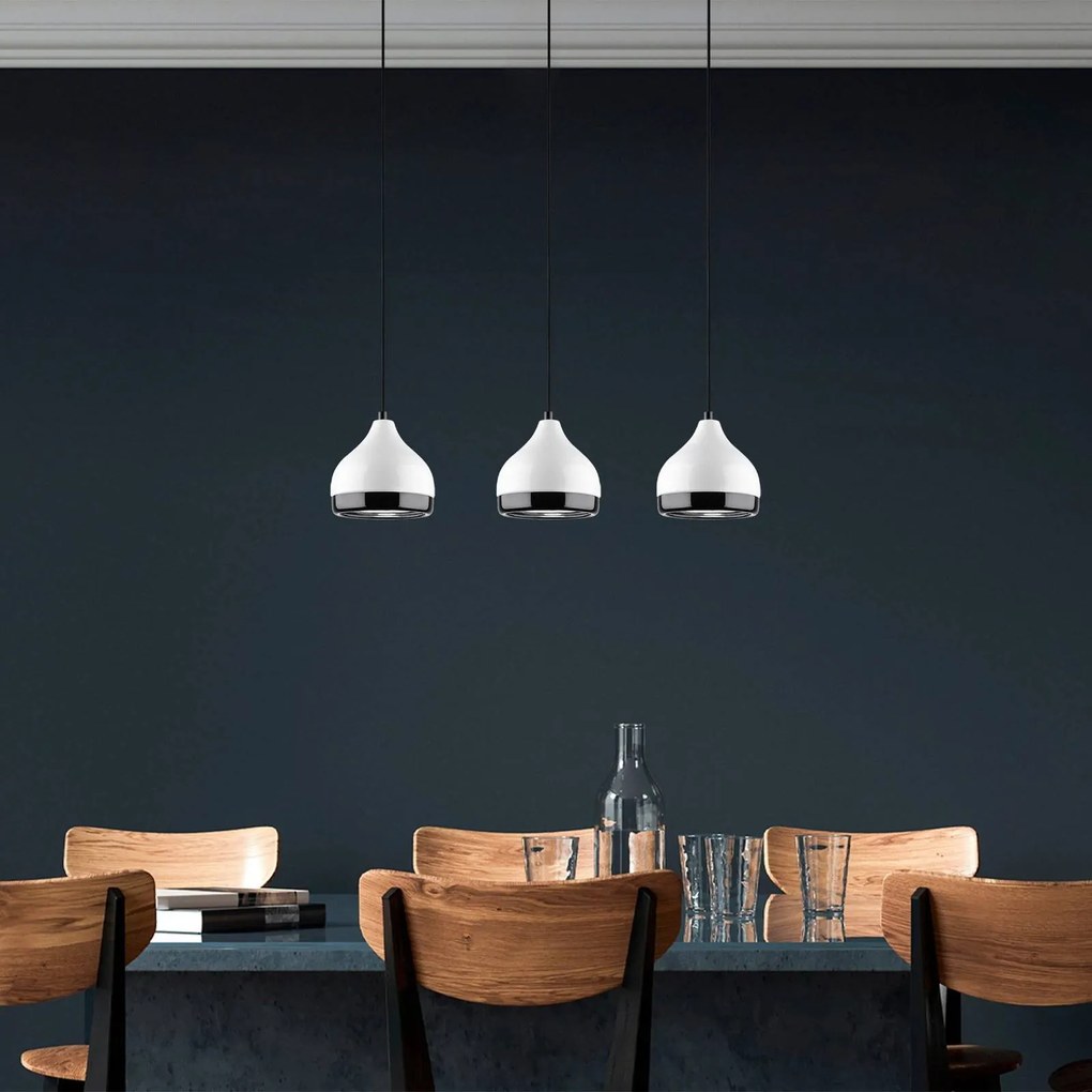Opviq Lampada a sospensione Yildo 6878 lineare a 3 luci in metallo bianco/nero