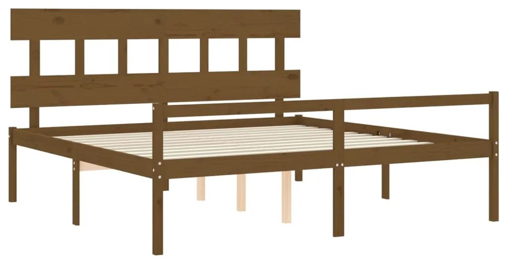 Letto per Anziani con Testiera Miele 200x200 cm Legno Massello