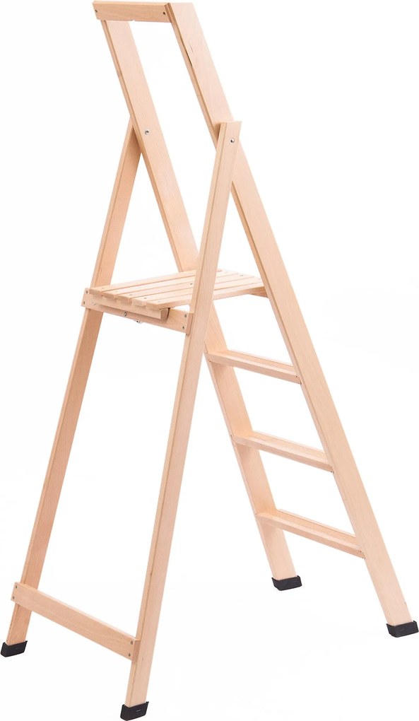 Scala Pieghevole in Legno 4 Gradini H88 cm Naturale...