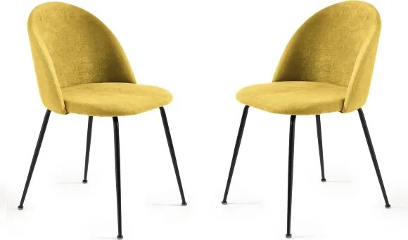 Sedia da pranzo in tessuto Giallo e gambe metallo Nero - KAREN 2 sedie