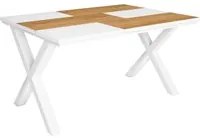 Tavolo da pranzo 6 posti 140x90 cm con gambe in legno stile moderno colore Bianco e Rovere