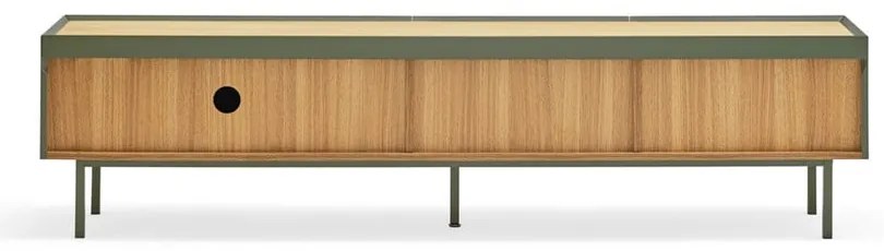 Tavolo TV in legno di rovere di colore verde-naturale 180x45 cm Arista - Teulat