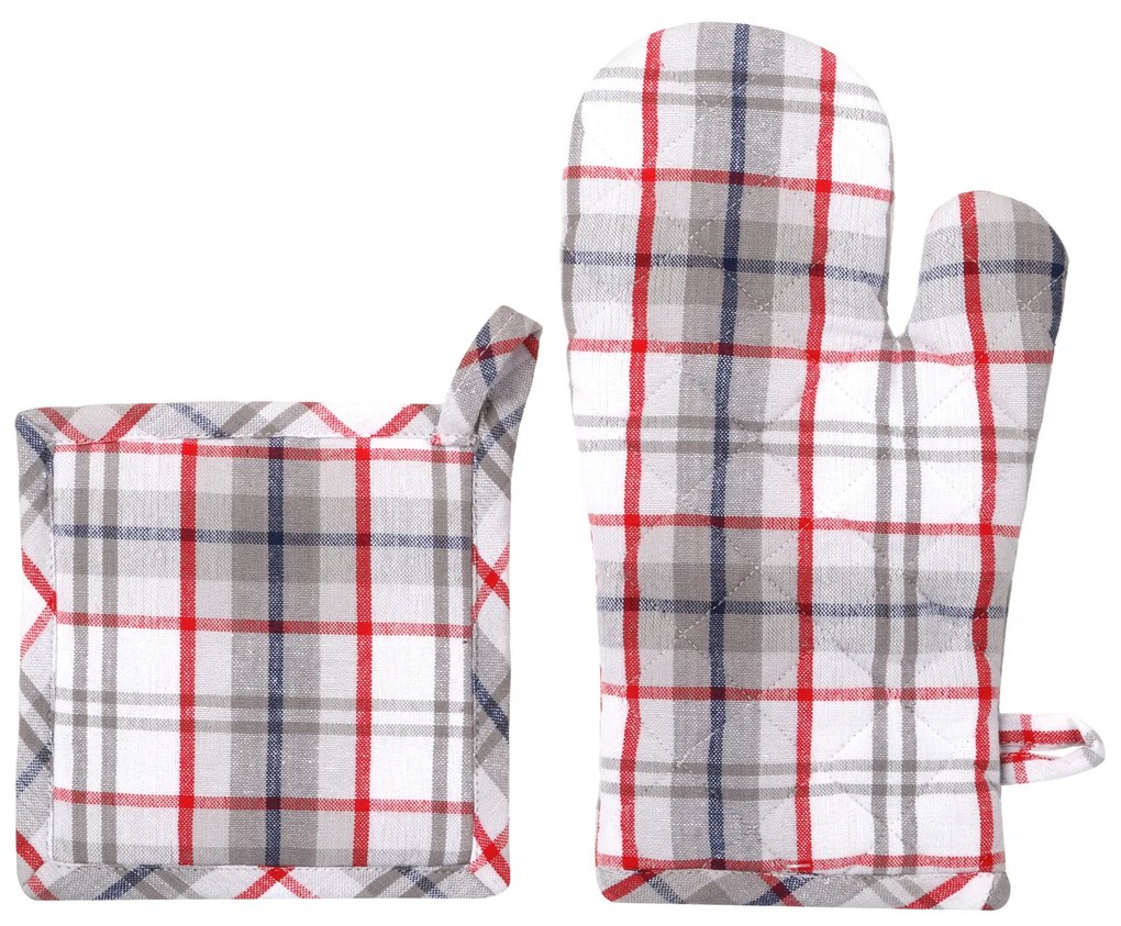 Set presina e guanto forno cotone tartan grigio