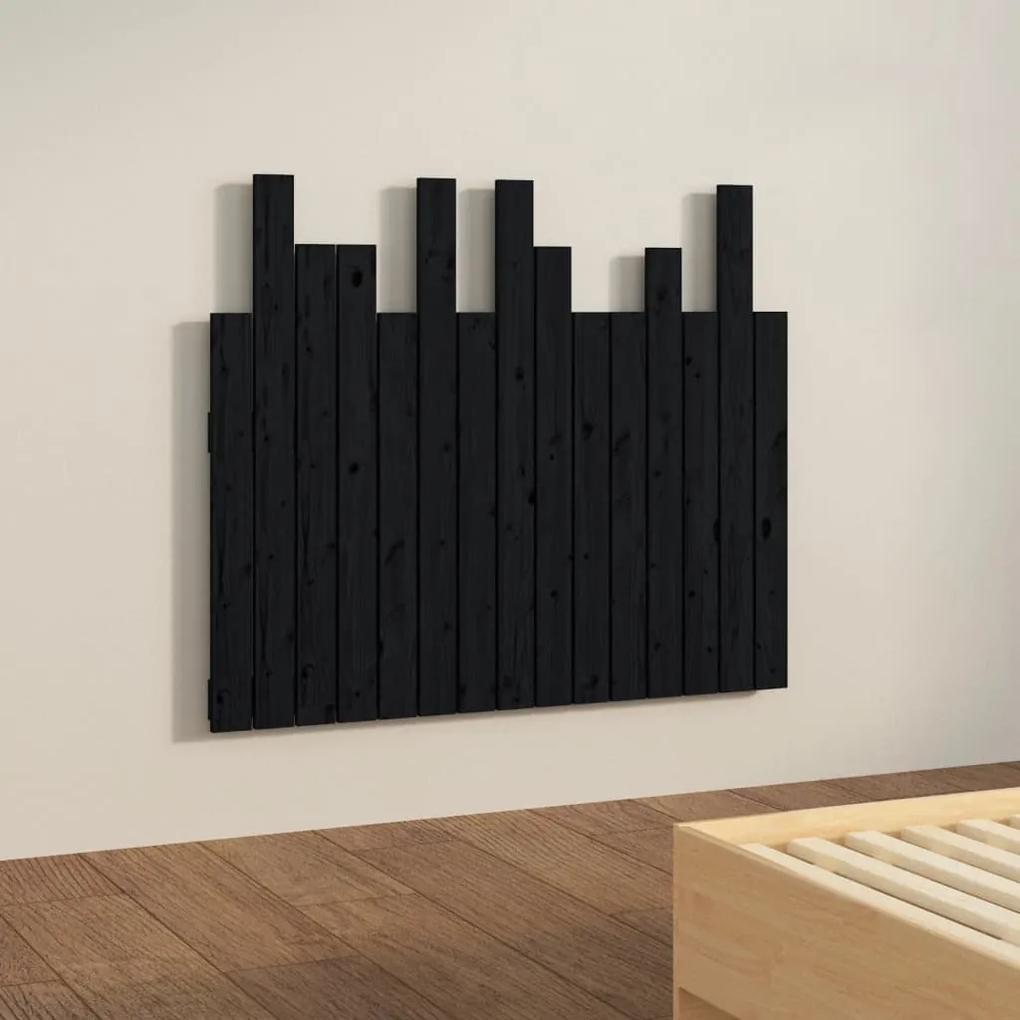 Testiera da parete nera 95,5x3x80 cm in legno massello di pino