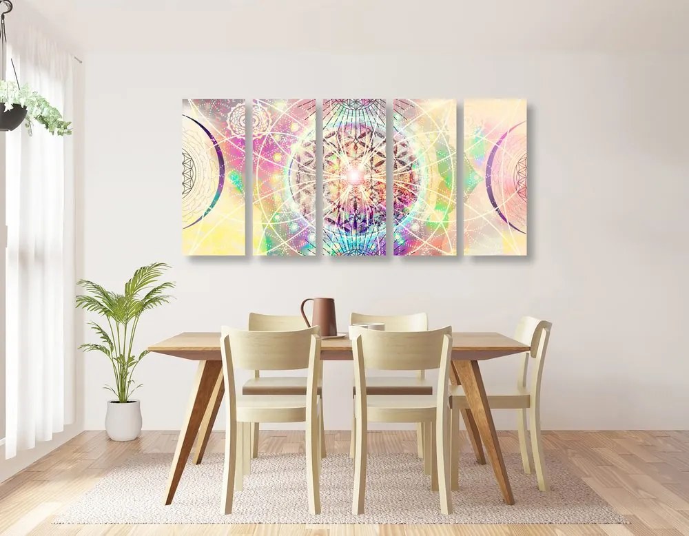 Quadri 5 pezzi – Mandala in versione interessante