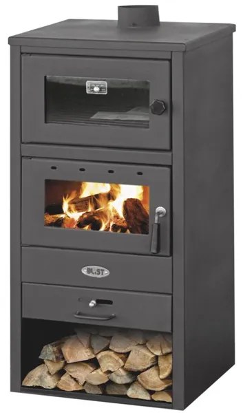 Stufa A Legna Con Forno 12 kW In Acciaio E Ghisa Blist Br Antracite