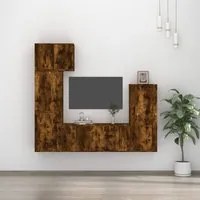 Set di Mobili Porta TV 5 pz Rovere Fumo in Legno Multistrato 3188811