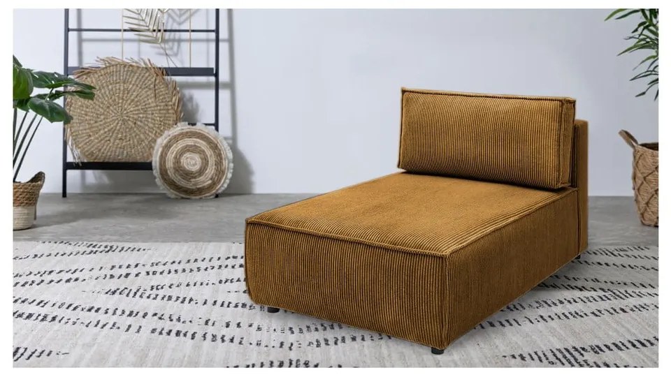 Modulo divano variabile in velluto a coste color senape Nihad modular - Bobochic Paris