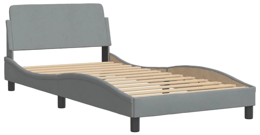 Letto con materasso grigio chiaro 100x200 cm in tessuto