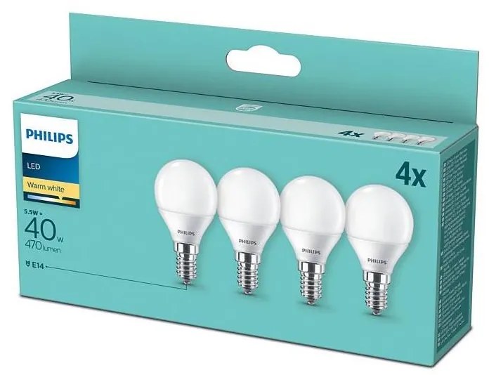 SET 4x LED Lampadina Philips P45 E14/5,5W/230V 2700K